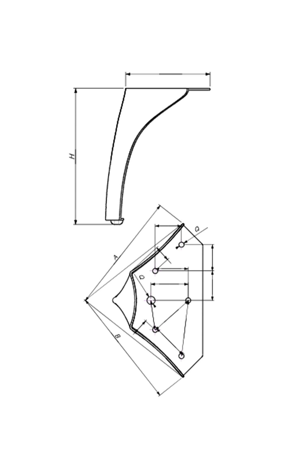 Alfa Metal Mobilya Ayağı. Payanda Alfa modeli.