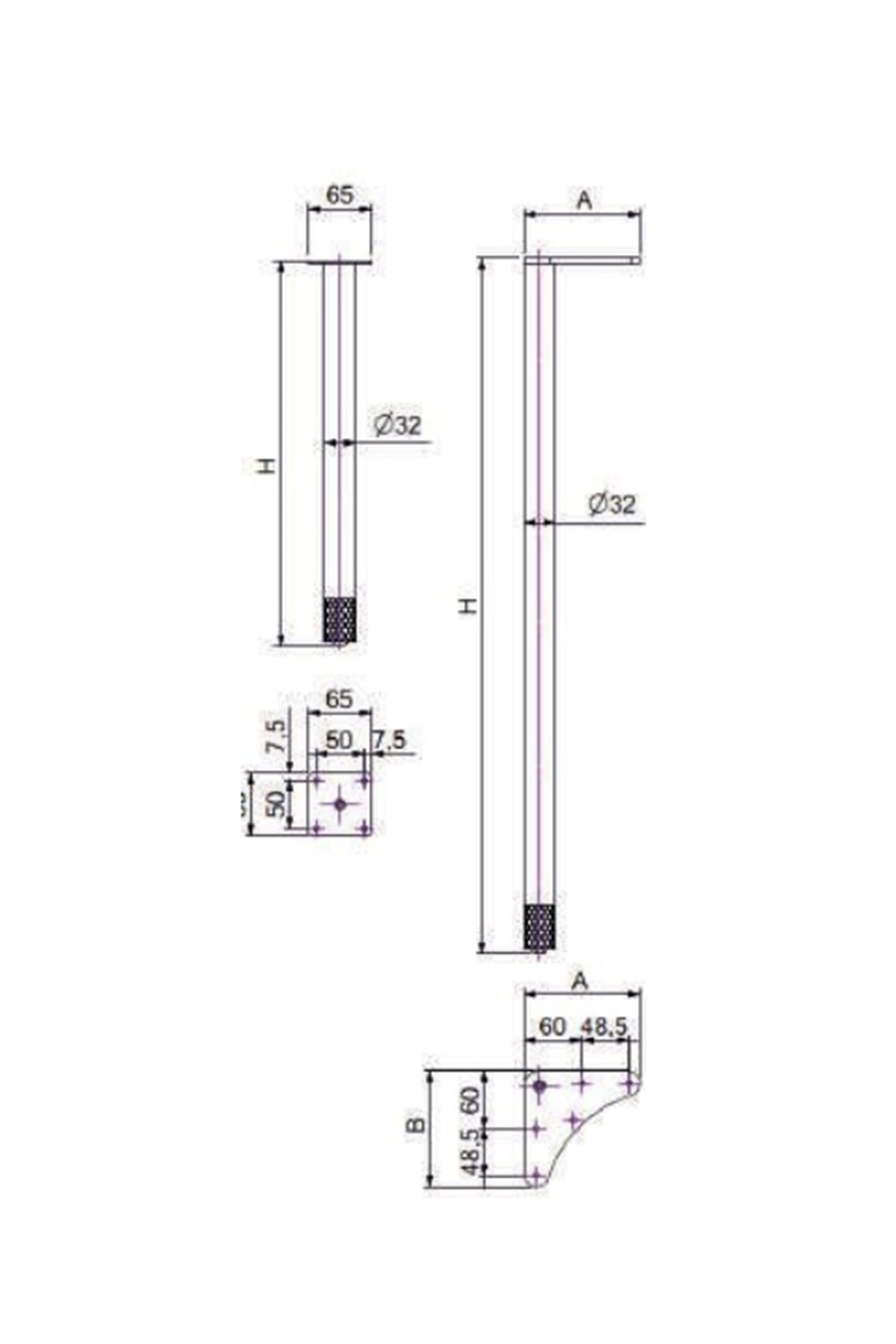 Fener Tekli Sehpa Ayağı. Payanda Fener modeli.