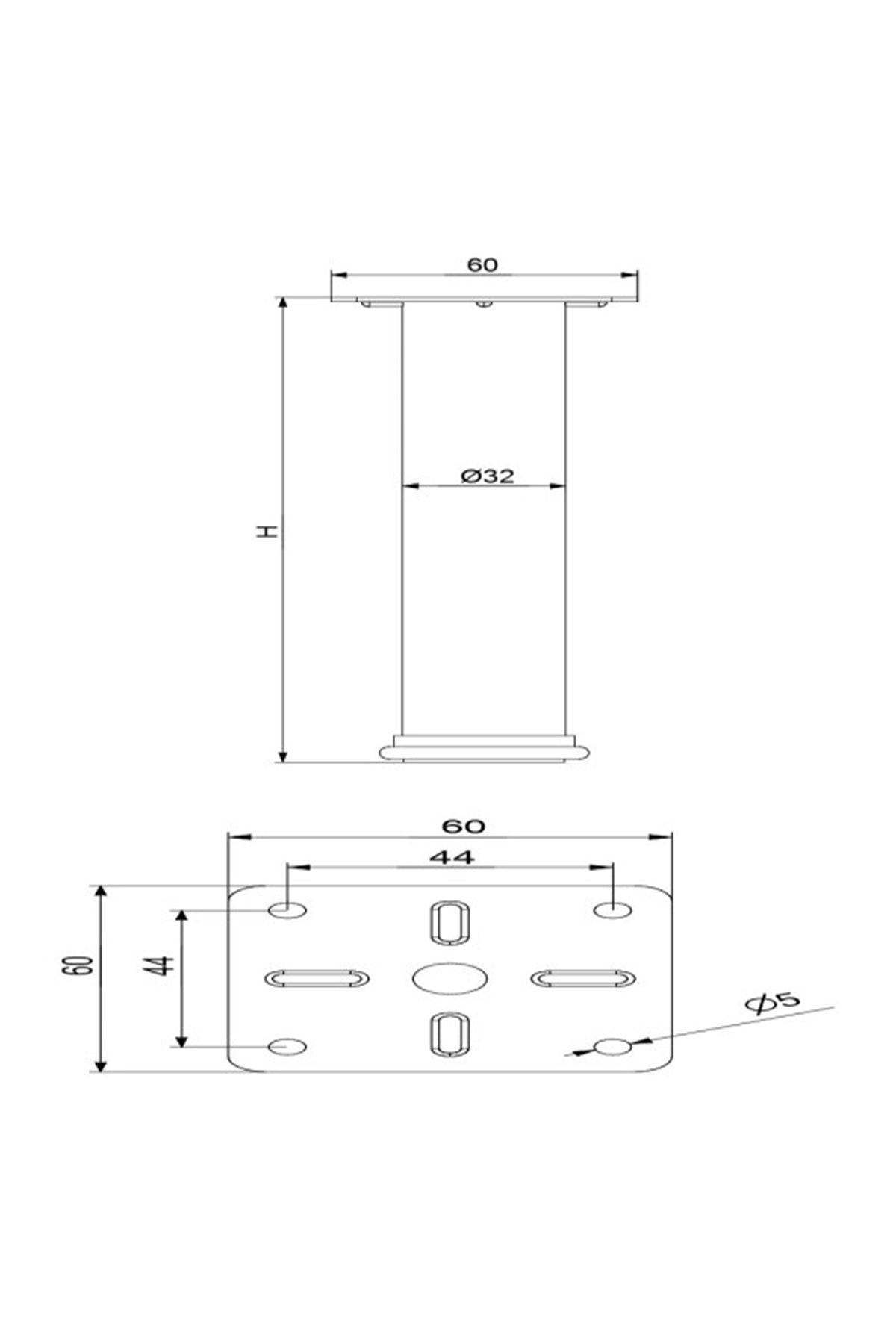 Açelya Metal Mobilya Ayağı | H100-230mm | Payanda Metal